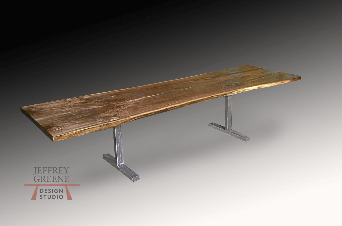 Double Pedestal T Live Edge Dining Table