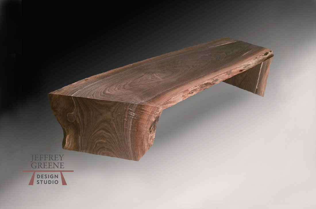 Alternate Live Edge Single Black Walnut Solid Wood Folded Slab Coffee Table by Jeffrey Greene