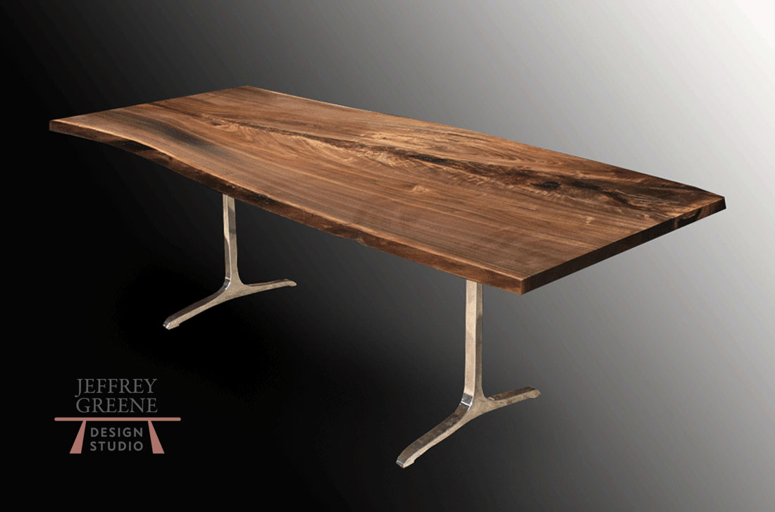 Slender Sculpted T Live Edge Dining Table