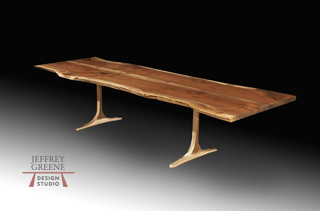 Solid Bronze Sculpted T Live Edge Dining Room Table