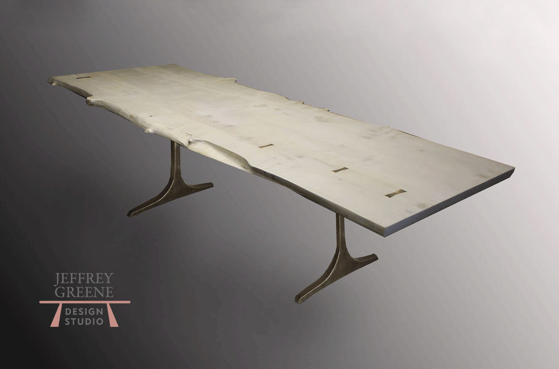 Bleached Wood Slab Dining Table
