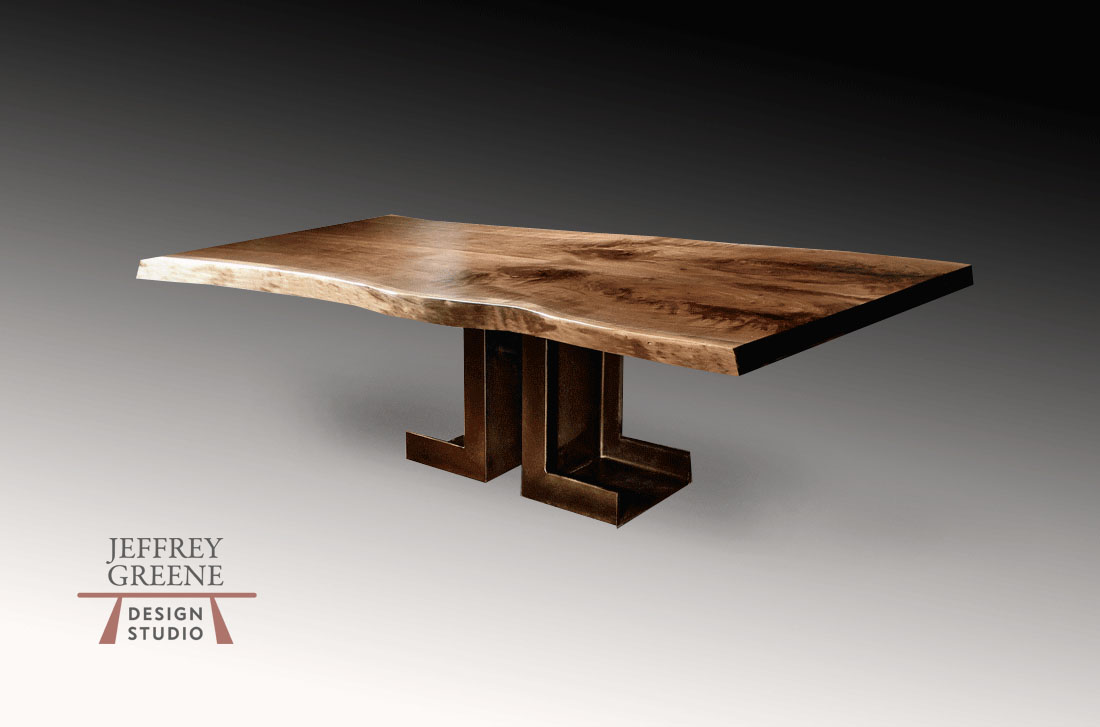 Industrial Double L Live Edge Conference Table