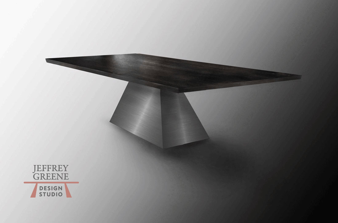 Steel Pyramid Wood Slab Dining Table