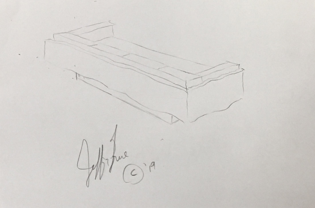 Live Edge Folded Couch Drawing by Jeffrey Greene