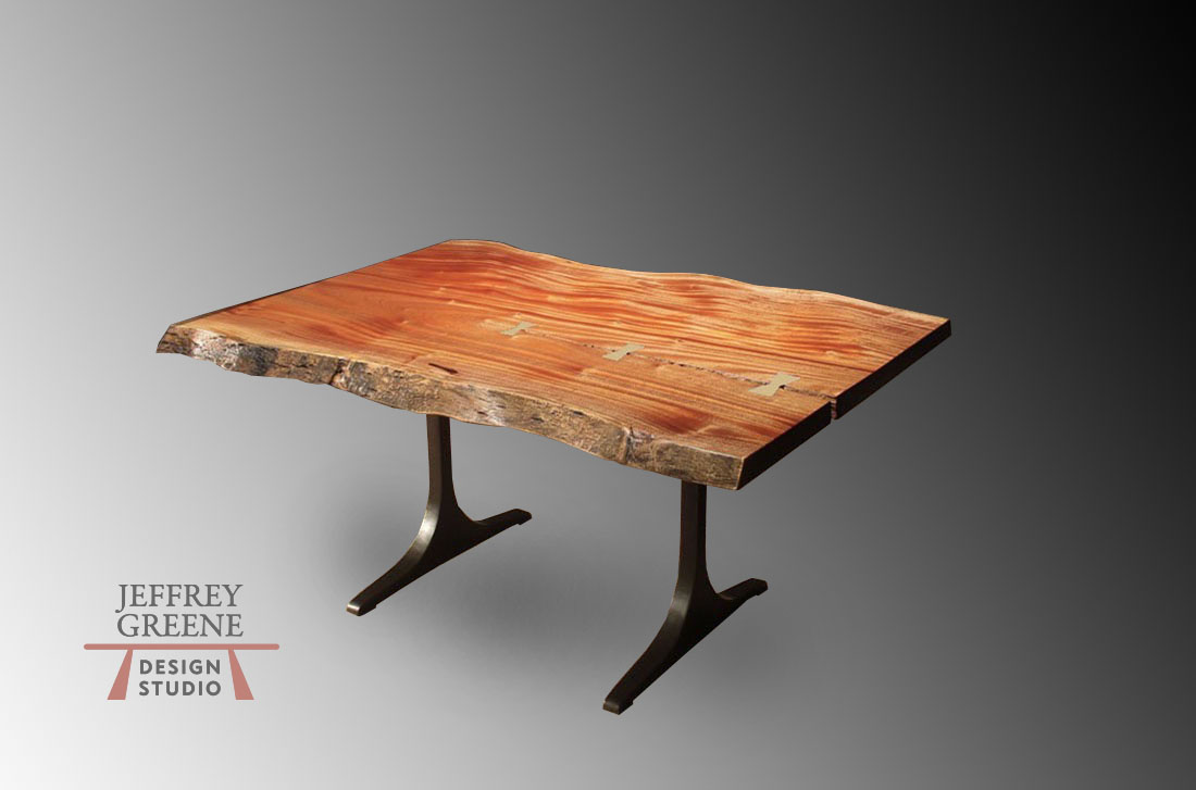 4 Foot Game Table from Single Live Edge African Sapele by Jeffrey Greene