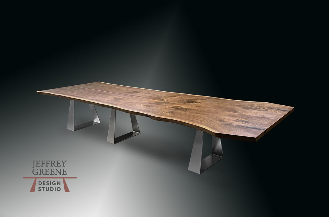 Inverted Trapezoid 2 Piece Live Edge Dining Table Jeffrey Greene