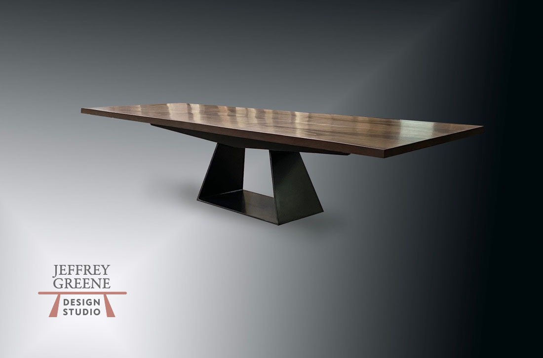 Finished Edge Black Walnut Massive Folded Trapezoid Dining Table Jeffrey Greene