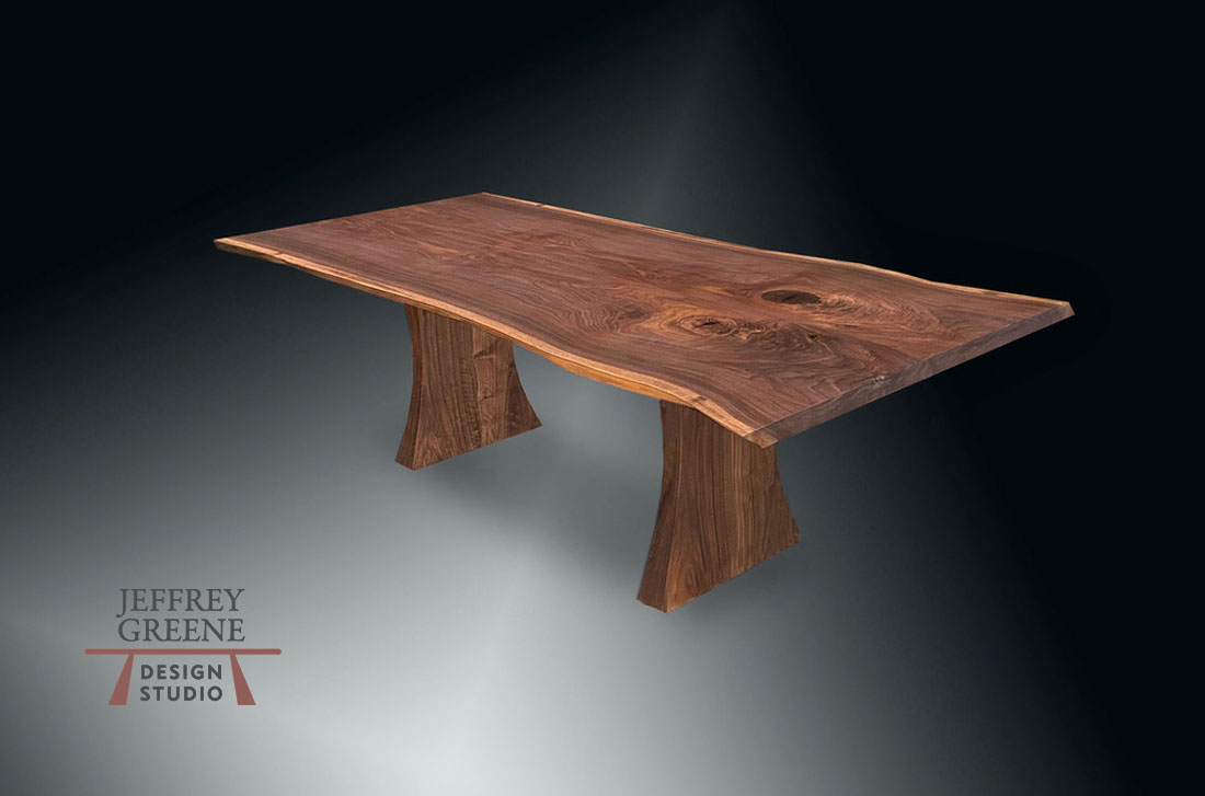 Solid Rare Hardwood Tai Chi Board Leg Live Edge Dining Table Jeffrey Greene