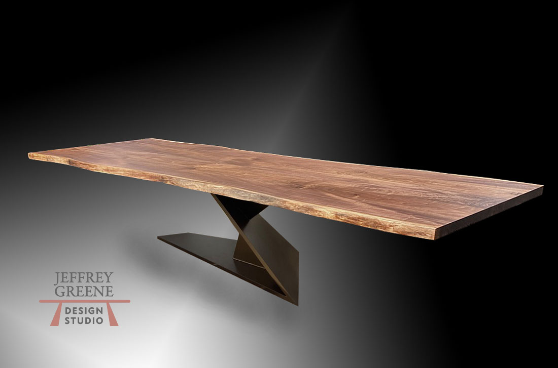 Twisted Trapezoid Live Edge Dining Table