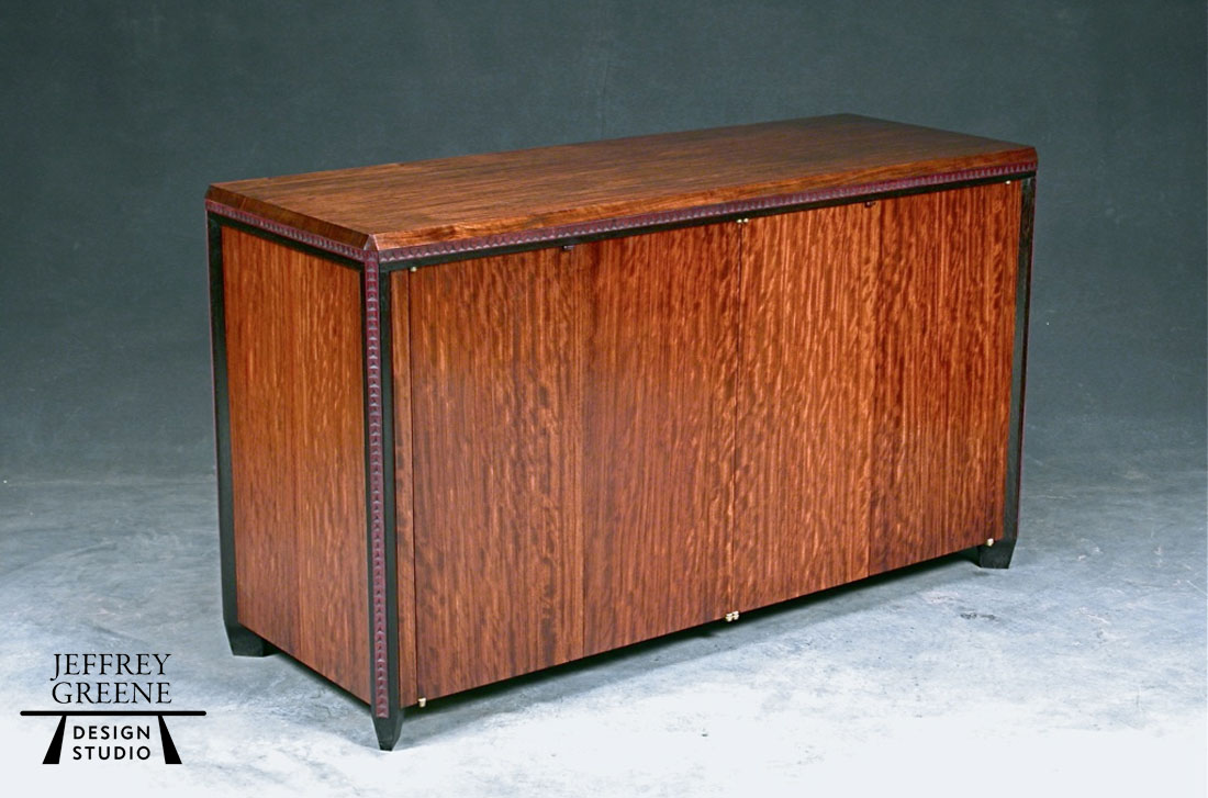 Curly Bubinga Incised Detail Buffet Jeffrey Greene